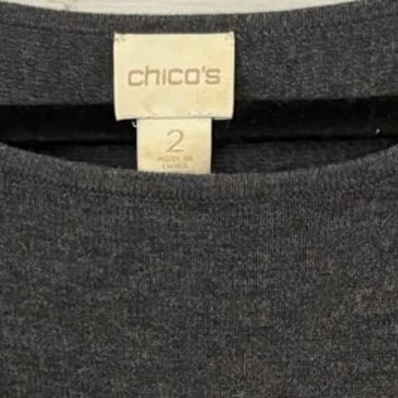Chicos Dark Gray Sweater 3/4 Sleeve Long Line L/12 Contemporary Closet Staple - Picture 9 of 9